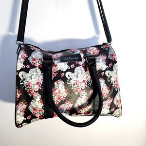 Loungefly Disney Black and Pink Floral Tatto Sketch  Bag